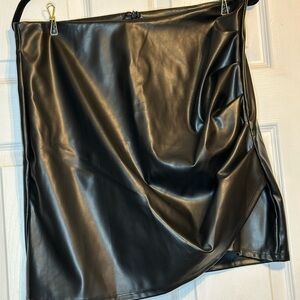 Elegant Black Faux Leather Skirt